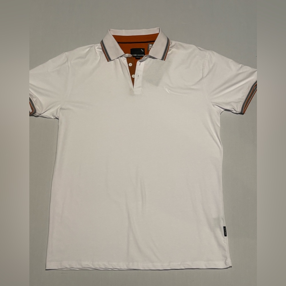 NWT Stone Falcon Mens Short Sleeve Polo, Size XL, White